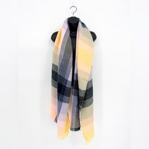 Loft Pastel Plaid Oversized Blanket Scarf One Fit